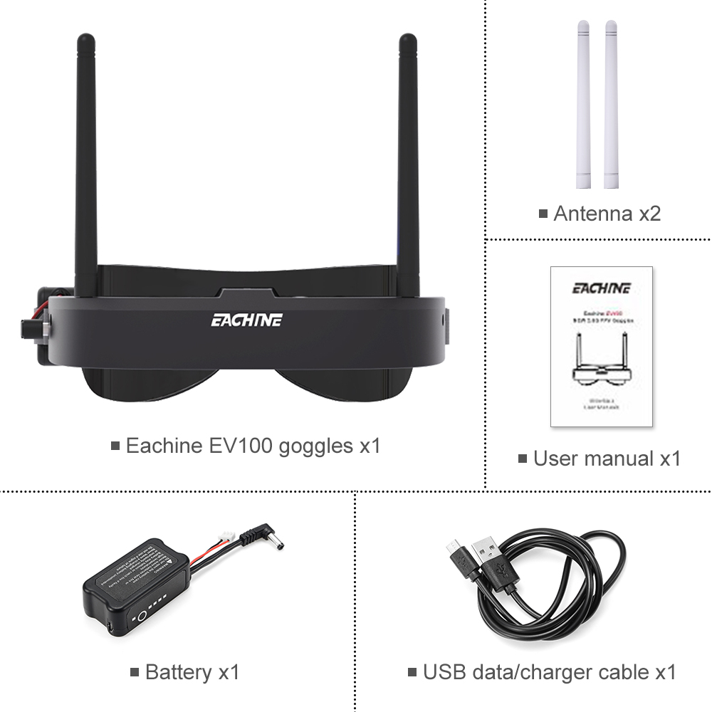 Eachine kacamata FPV EV100, ca - Drone Battery Box ulasan dan harga
